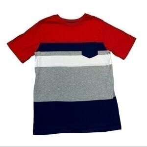 Circo Red, Gray, and Blue Striped Short Sleeve Tee
